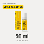 Crema contorno occhi, cosa ti arriva. 30 ml, flacone e scatola.