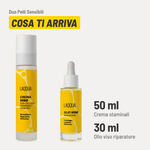 Duo Pelli Sensibili, cosa ti arriva. Crema staminali: 50 ml. Olio viso riparatore: 30 ml.